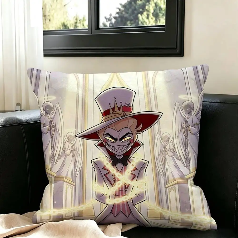 Hazbin Hotel Lucifer-rr  Square Double-Sided printed Pillow Case Bedroom Bedside Pillow Sofa Cushion Cover