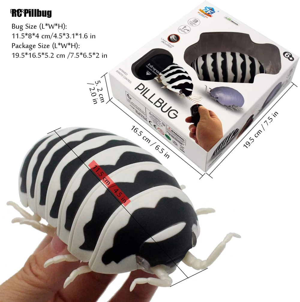 EBORUI RC Pillbug รีโมทคอนโทรลหนอนที่สมจริง Pillbug สัตว์อิเล็กทรอนิกส์ Prank ของเล่นแมลงรถวันเกิดสำหรับเด็กของขวัญของเล่น