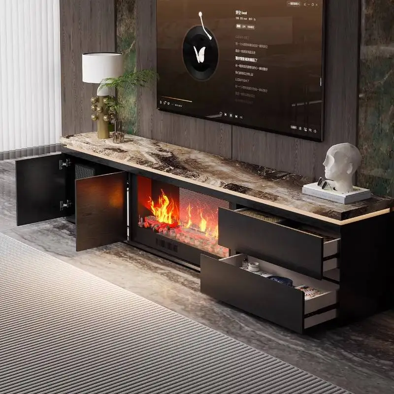 تصميم أسود خزانة تلفزيون ديكور مدفأة فريدة من نوعها خزانة تلفزيون لغرفة المعيشة أثاث منزلي فاخر وحديث من الشمال Fernsehr Schrank #3