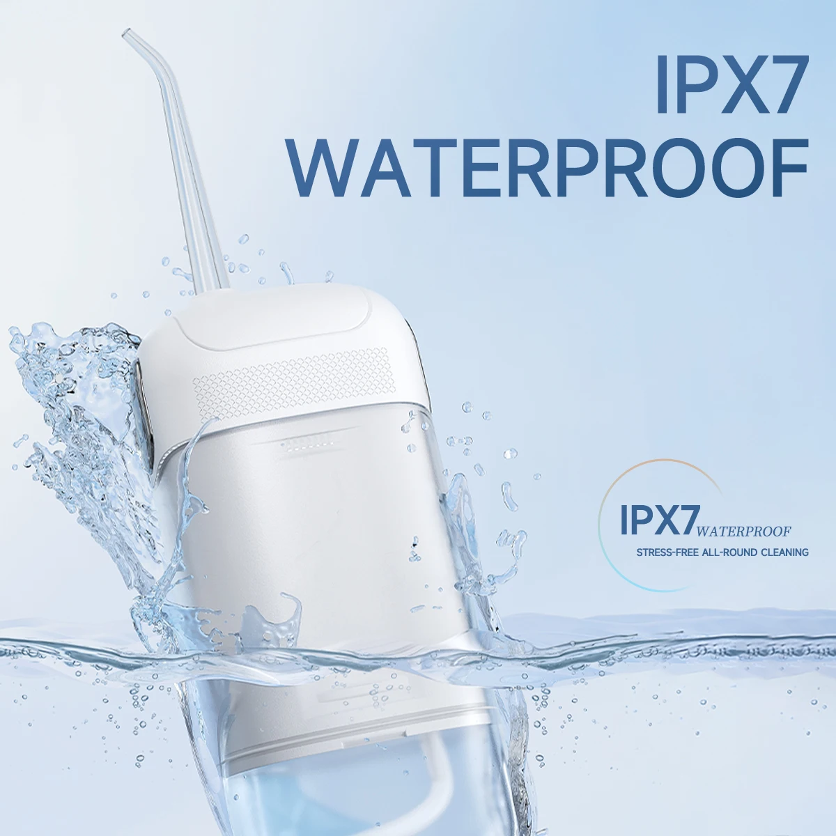 جهاز تنظيف الأسنان بالماء الاحترافي 1400 رطل لكل بوصة مربعة - 3 أوضاع، 4 فوهات، خزان 200 مل، مقاوم للماء IPX7، جهاز ري الفم المحمول