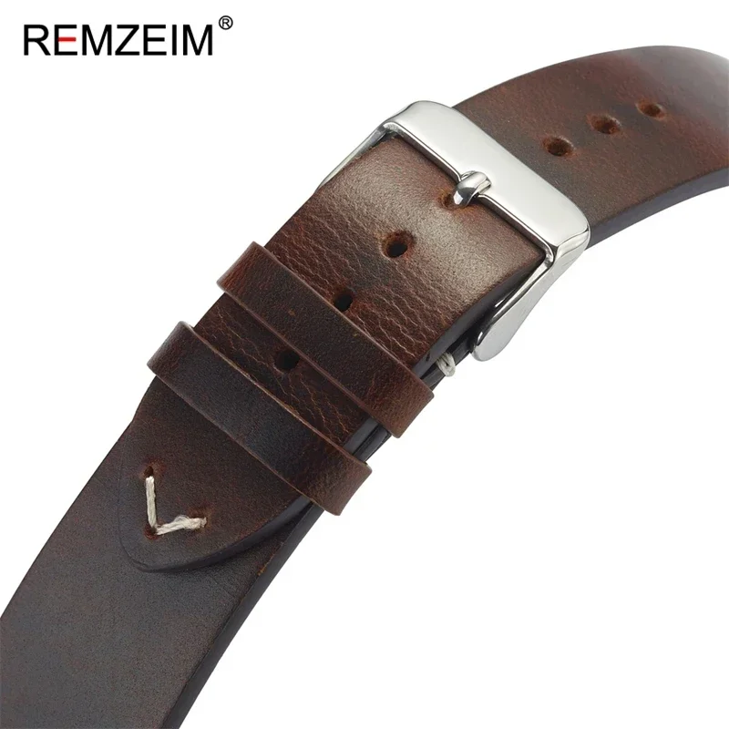 اليدوية الجلود حزام ساعة اليد 18 مللي متر 19 مللي متر 20 مللي متر 21 مللي متر 22 مللي متر حزام الساعات حزام رجال الأعمال النفط الشمع الجلد ساعة اليد الفرقة #5