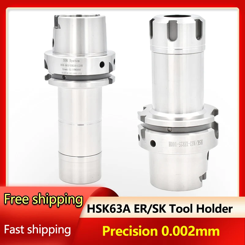 

High Accuracy 0.002mm HSK63A ER16 ER20 ER25 ER32 SK10 SK16 Collet Chuck Tool Holder Handle CNC Milling Machine Lathe Tools