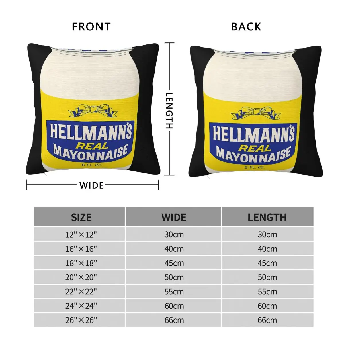 HELLMANN'S Real Mayonnaise Square Pillowcase Polyester Linen Velvet Printed Zip Decorative Pillow Case Sofa Cushion Case 45x45