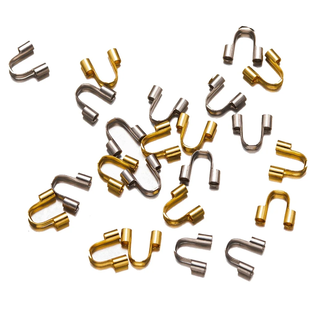 20pcs Stainless Steel Gold Color Clip Positioning Buckle End Tip Clasp Crimp Connector  For DIY Necklace Bracelet Jewelry Making