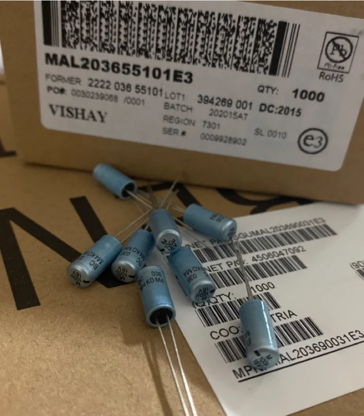 

30PCS VISHAY 036 16V 100UF series electrolytic capacitor MAL203655101E3 5 * 11 FREE SHIPPING