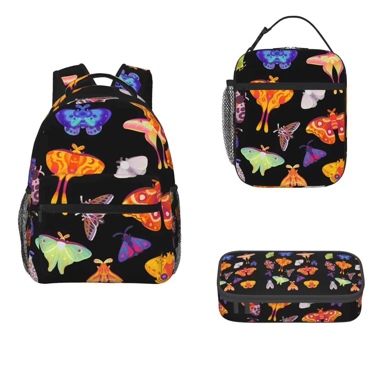 

Moth Backpacks Boys Girls Bookbag Children School Bags Cartoon Kids Rucksack Lunch Bag Pen Bag Three-Piece Set