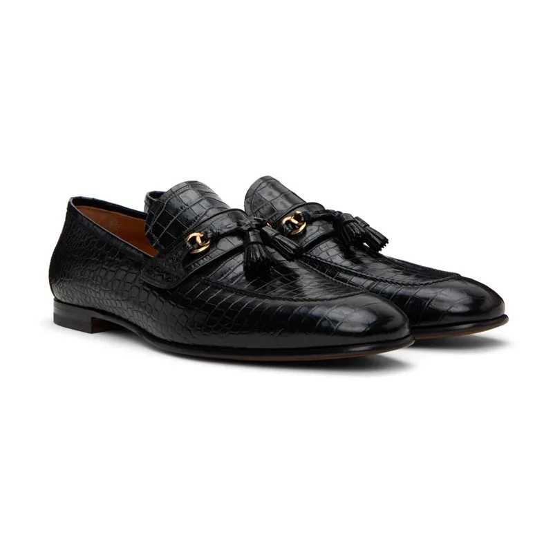 

2024 Spring Alligator Pattern Style Men Dress Shoes Slip On Leather Party Shoes High Quality Fashion Tassel Business Dress Shoes
