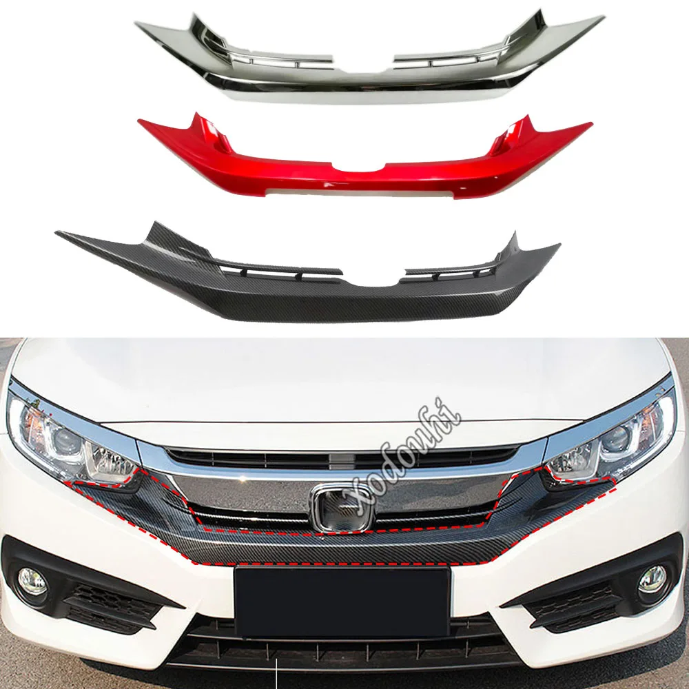 

Car Body Cover Bumper Engine ABS Trim Front Racing Grid Grill Grille Frame For Honda Civic 10th 2016 2017 2018 2019 2020 2021