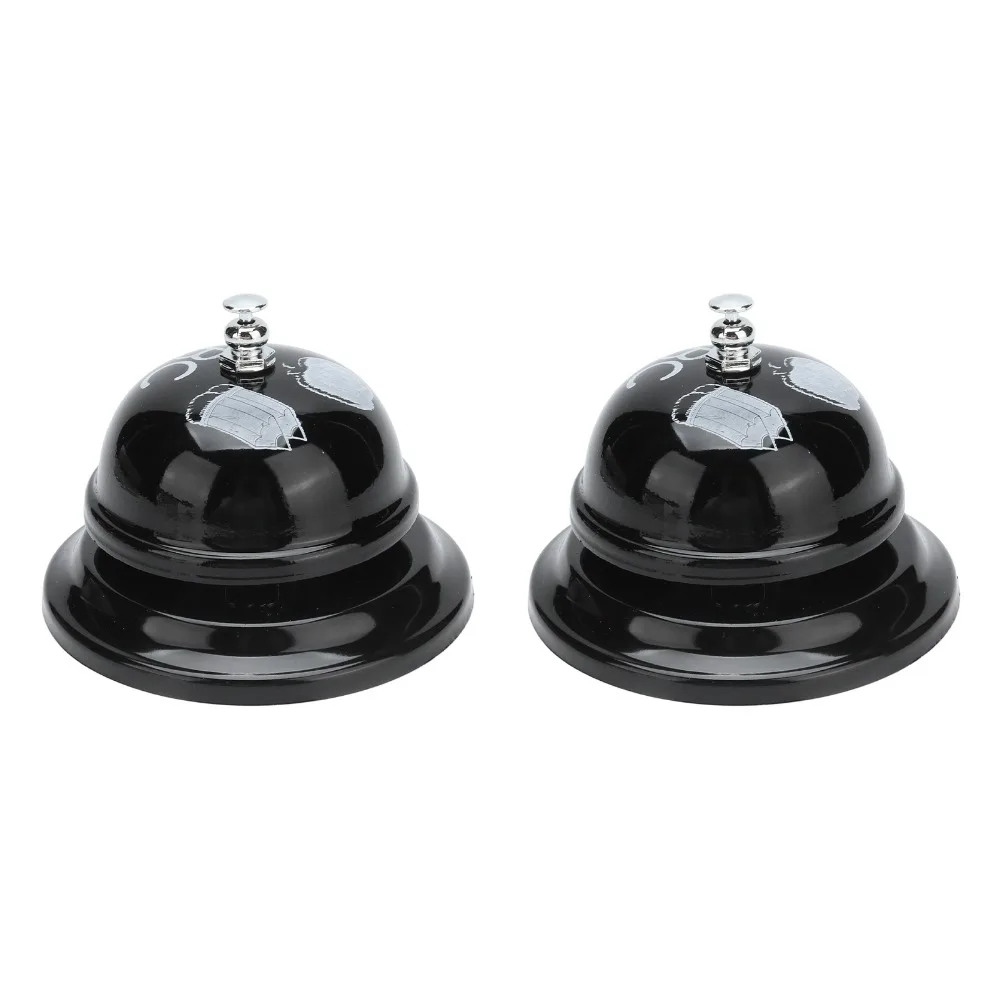 2 PCS Stainless Steel Service Bell Nonslip Base Clear Sound Call Bell Black Polished Finish Ring Bell
