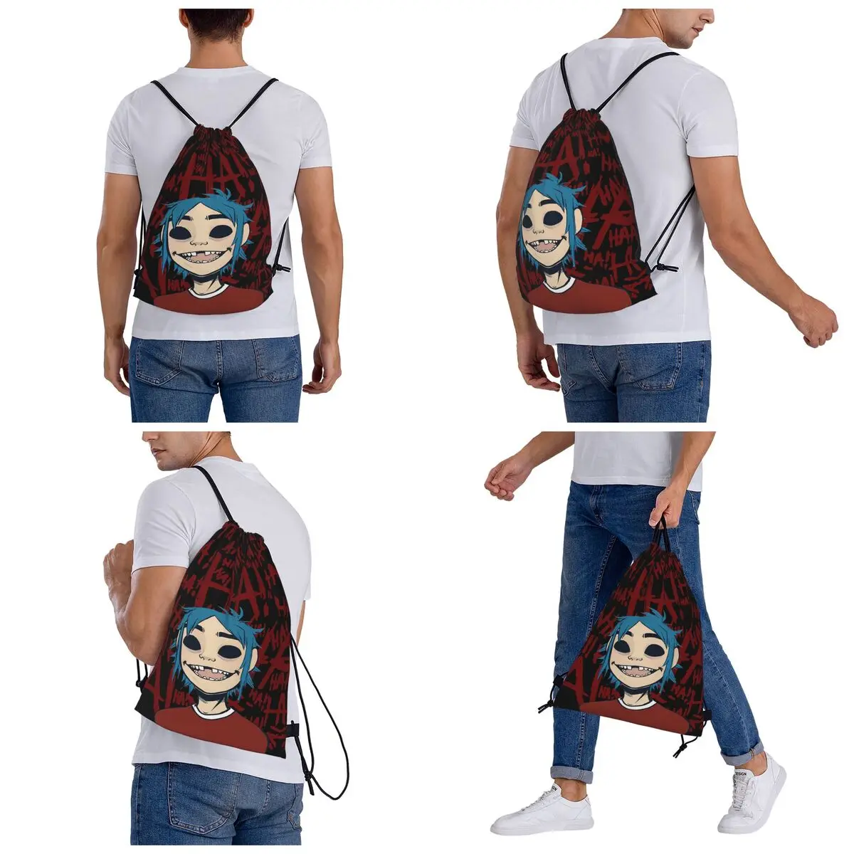 Feel Good Gorillaz Virtual Band Backpacks Casual Drawstring Bundle Pocket Sundries Bag Book Bags for Man Woman Students