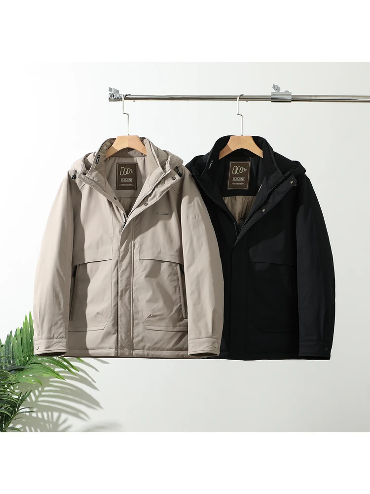 

Men's Hooded down Jacket 90 Duck down Windproof Waterproof Business Casual Warm Filling Glue Pressing Autumn Winter Coat