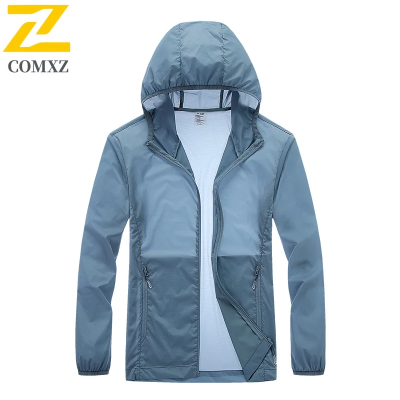 Lightweight Skin Jacket Men's Spring and Summer Casual Fishing Waterproof Thin Windbreaker Outdoor Camping Sunscreen Hooded Coat