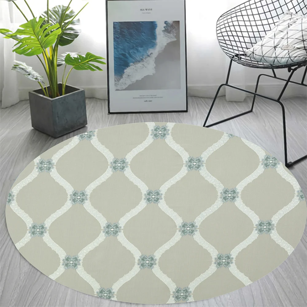 CLOOCL Flannel Round Carpet Color  Puzzle Pattern Rug Home Decor for Living Room Bedroom Creative Unique Design Anti-slip Rug