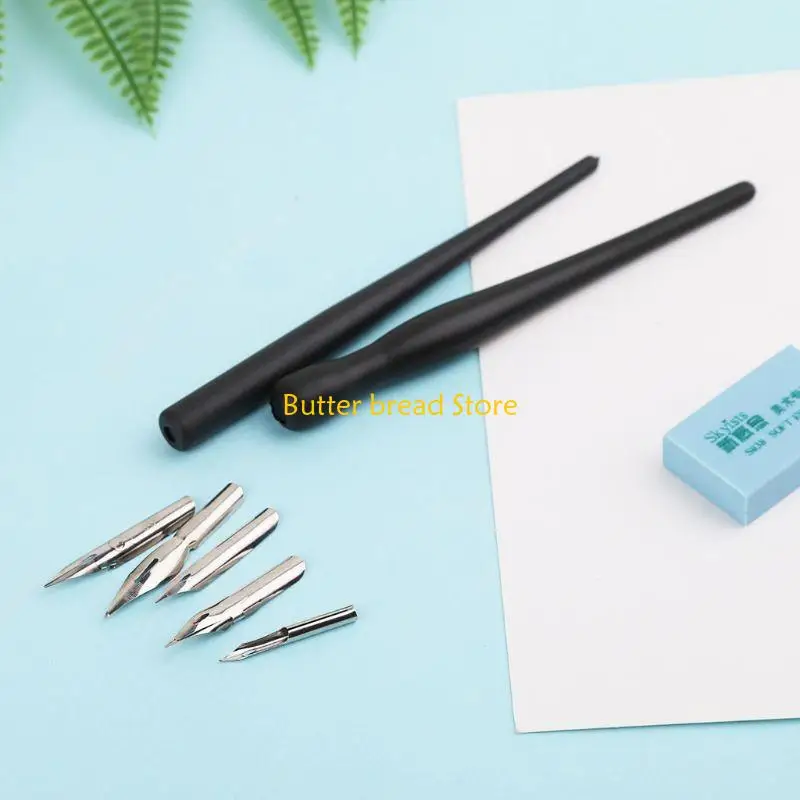 W89C Manga Dip Pen Holder Set Comic Drawing Painting Tools + 5 Nibs