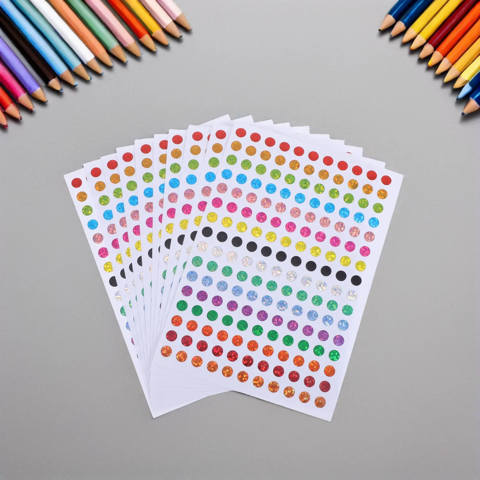 100Sheets Laser Color Coding Labels Round Mini Dot Stickers 6Mm Shiny Sparkle Circle Stickers for Office Classroom DIY Planner