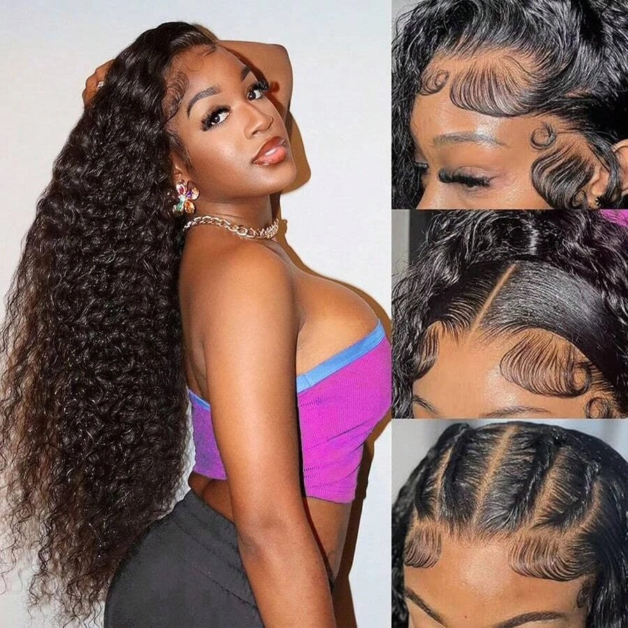 

Deep Wave Wear and Go Glueless Wigs Human Hair Pre Plucked Pre Cut 5x5 HD Lace Closure Wigs 180% Density 100% Human Hair