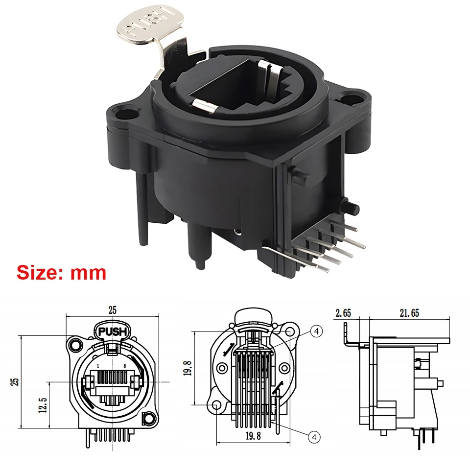 10 pcs XLR 3 Pin Male Plug + Female Socket Connector Square Shape PCB Panel Mount Chassis 3 Pole XLR Adapter view 5