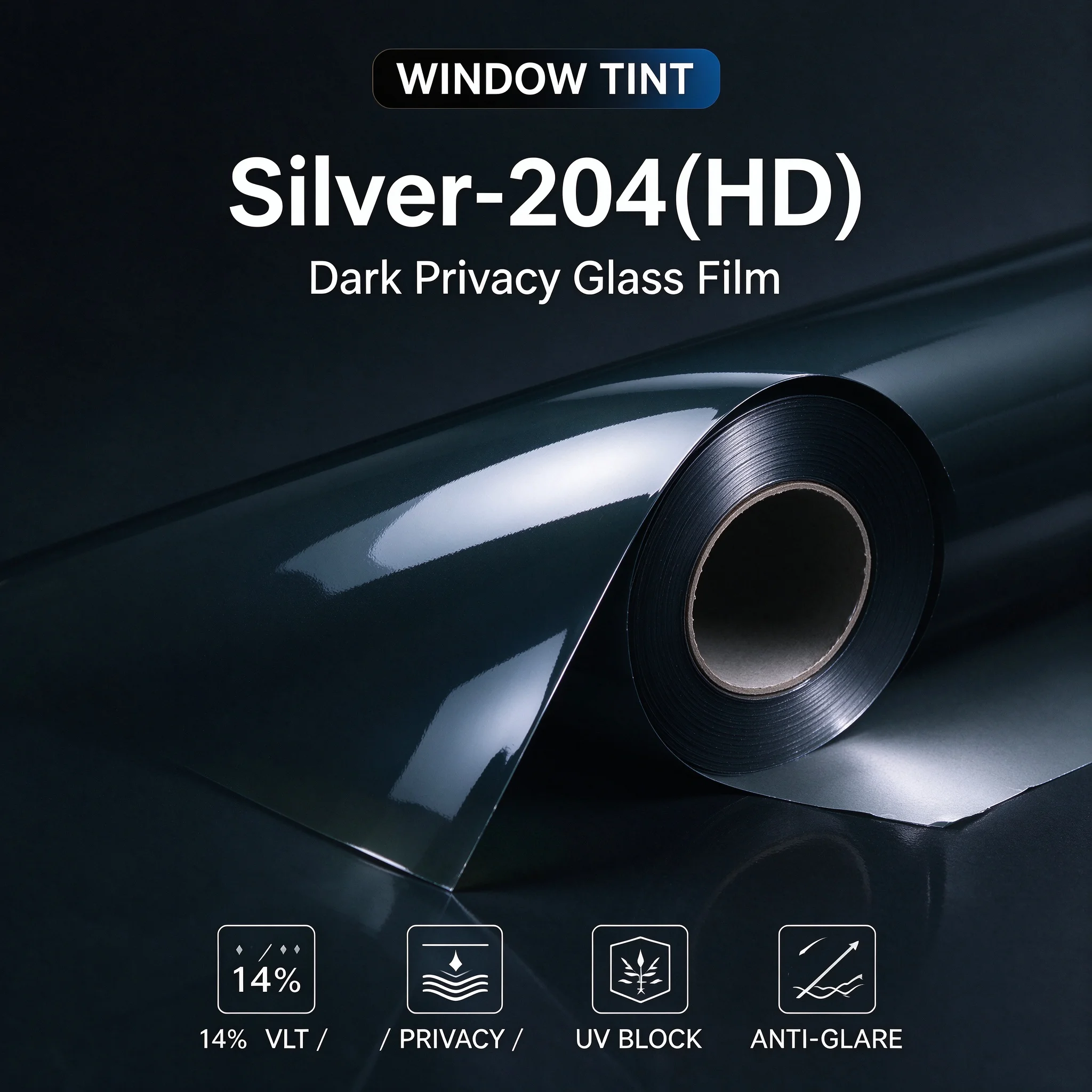 Silver-204 PET Reflective Window Film Roll One Way Privacy Heat Insulation Anti Glare Easy DIY Install Indoor Window Glass