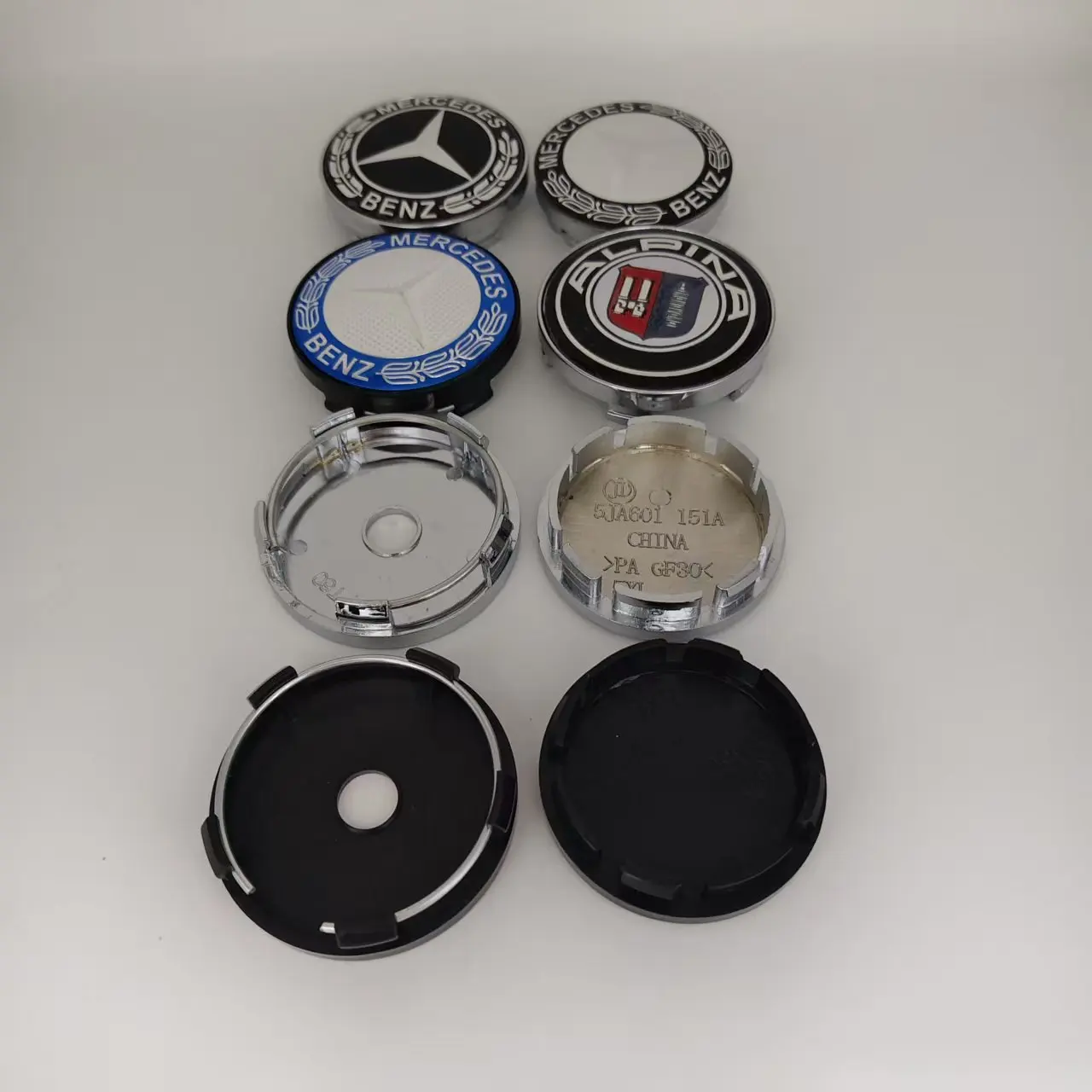 4pc Set 56mm 60mm Wheel Hub Cap Covers for Mercedes Benz Cars Easy Snap On ABS Plastic Center Wheel Hub Cover Replacement