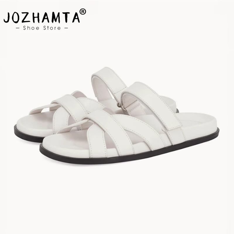 Women's Genuine Leather Flat Slide Sandals for Summer