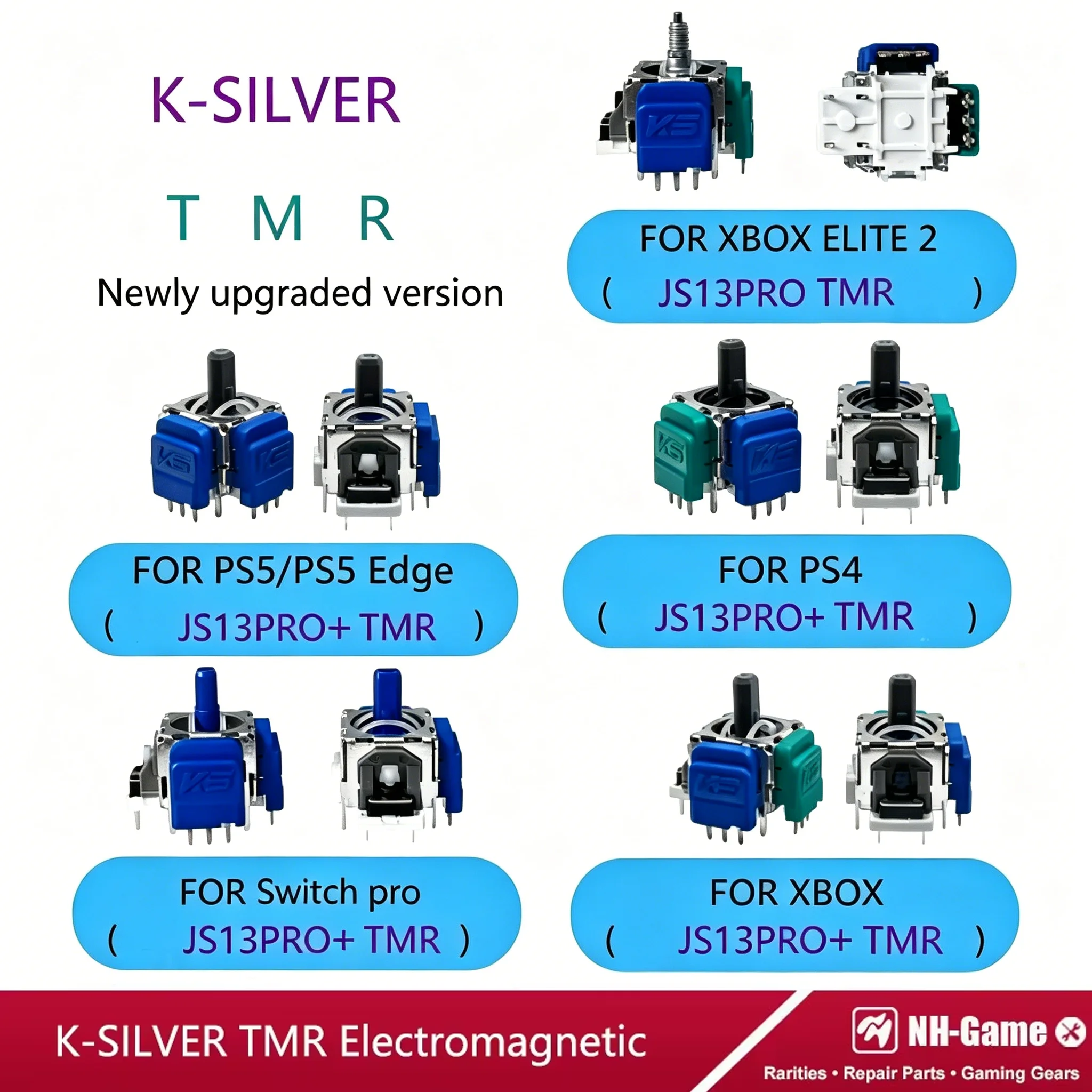 10/20PCS K-Silver TMR Electromagnetic Joystick For PS4 for PS5 Gamepad 3D Analog Replacement Thumb Stick For XBOX NS Controller