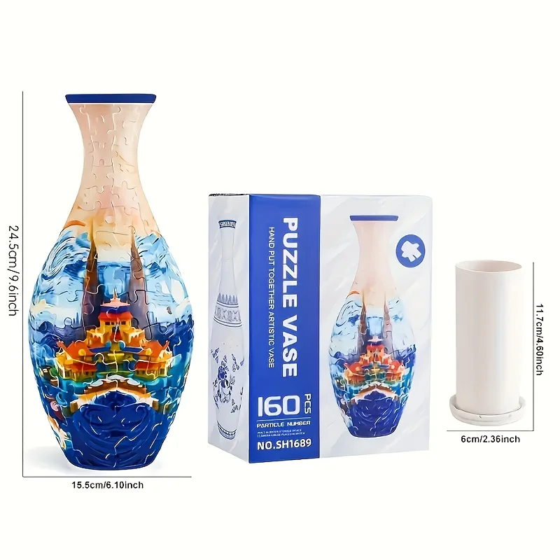 3D Puzzle Vase Adult Jigsaw 3D Art Jigsaw Vase Unique 160 Curved Plastic Puzzles Puzzle Vase for Home Office Decoration 1pcs