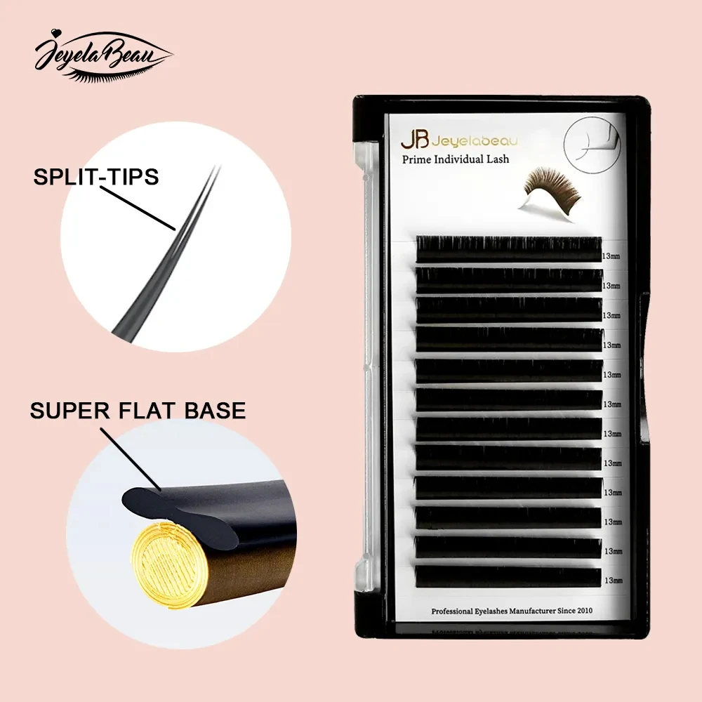 JB Matte Split Tips Ellipse Flat Lashes Flat Individual Lashes Extension Faux Mink Hybrid Custom Makeup False Eyelash With Logo