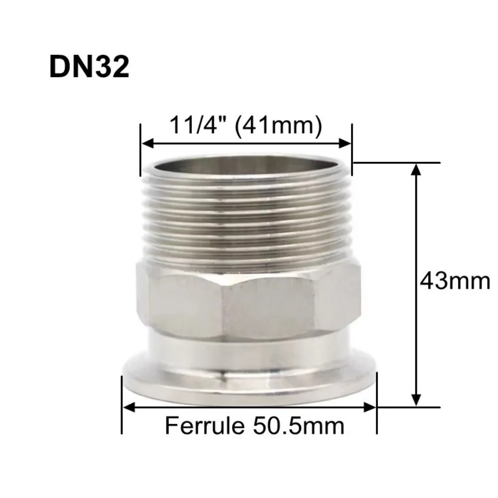 SS304 Stainless Steel Internal Thread Ferrule Fitting Internal Thread Triple Clamp Triple Clamp Adapter DN8-DN50 Sanitary Grade