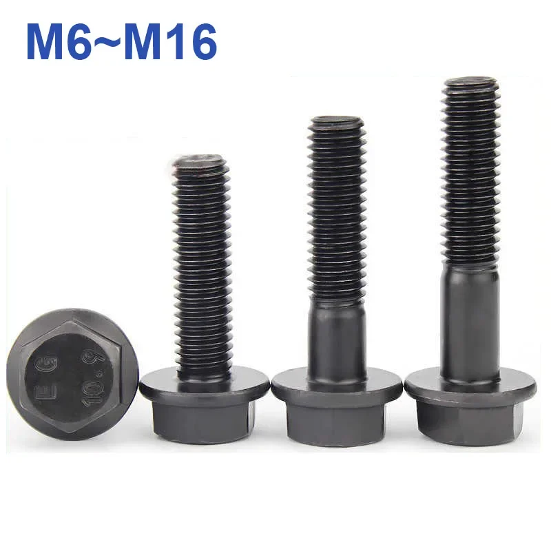 Grade 10.9 Black Carbon Steel M6 M8 M10 M12 M16 Hexagon Head Flange Cap Screws Hex Washer Head Bolts Hex Flange Screw