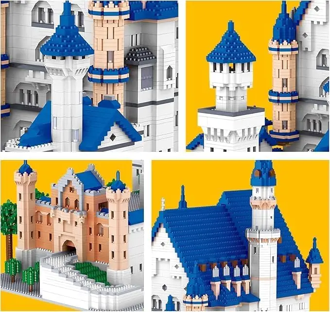 世界の有名な大きな建築物、白鳥の石の城、マイクロブロックセット、モデル構築キット、大人または子供向けの創造的な構築ゲーム
