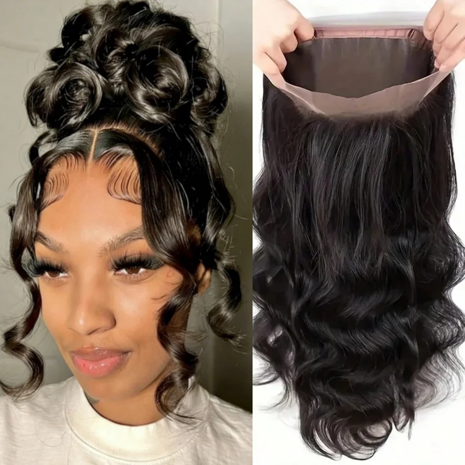 Body Wave 360 Full Lace Wig Human Hair Pre Plucked Hd Invisible StrapPre Cut Lace 200 Density With 3In1 Half Head Wig Drawstring Hidden Strap Snug Fit For Women