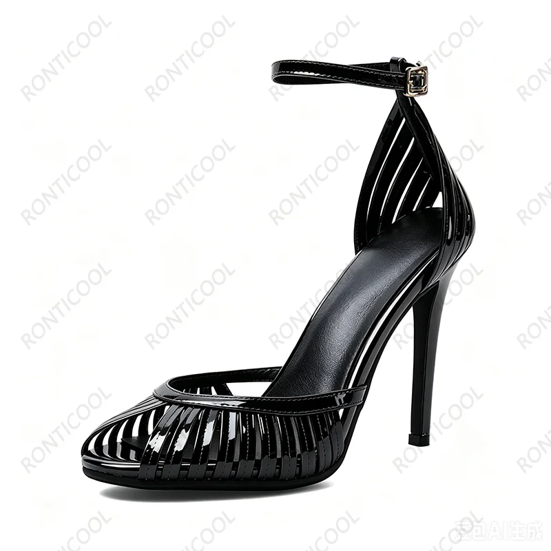 Ronticool New Women Summer Sandals Patent Leather Stiletto Heel Peep Toe Pretty Gold Silver Party Shoes Ladies US Size 5-20 - view 4