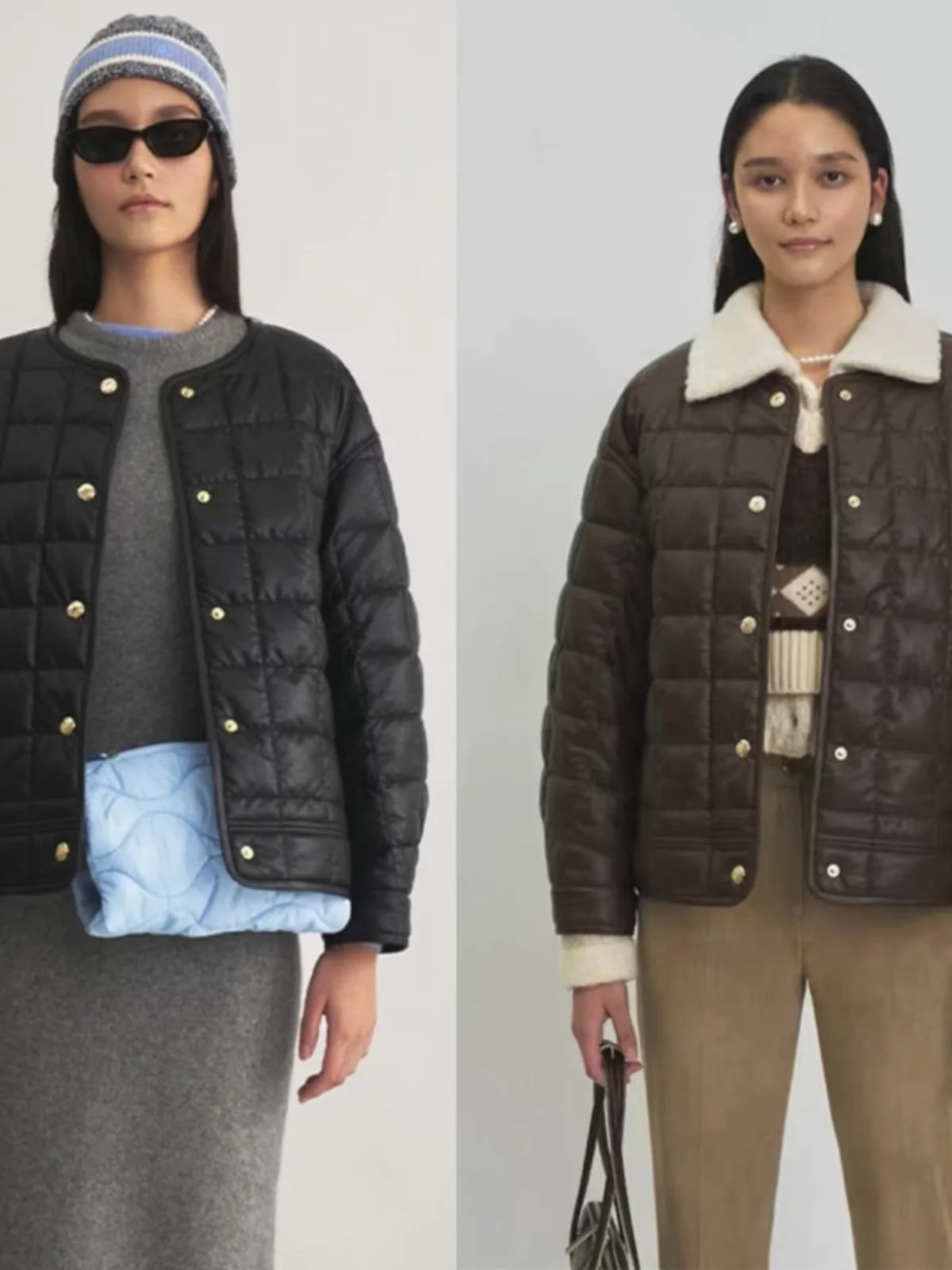 

Fashionable Autumn Winter Short PU Leather Cotton Jacket round Neck Design Glossy Street Style Pure Color Thickened Cotton Fi...