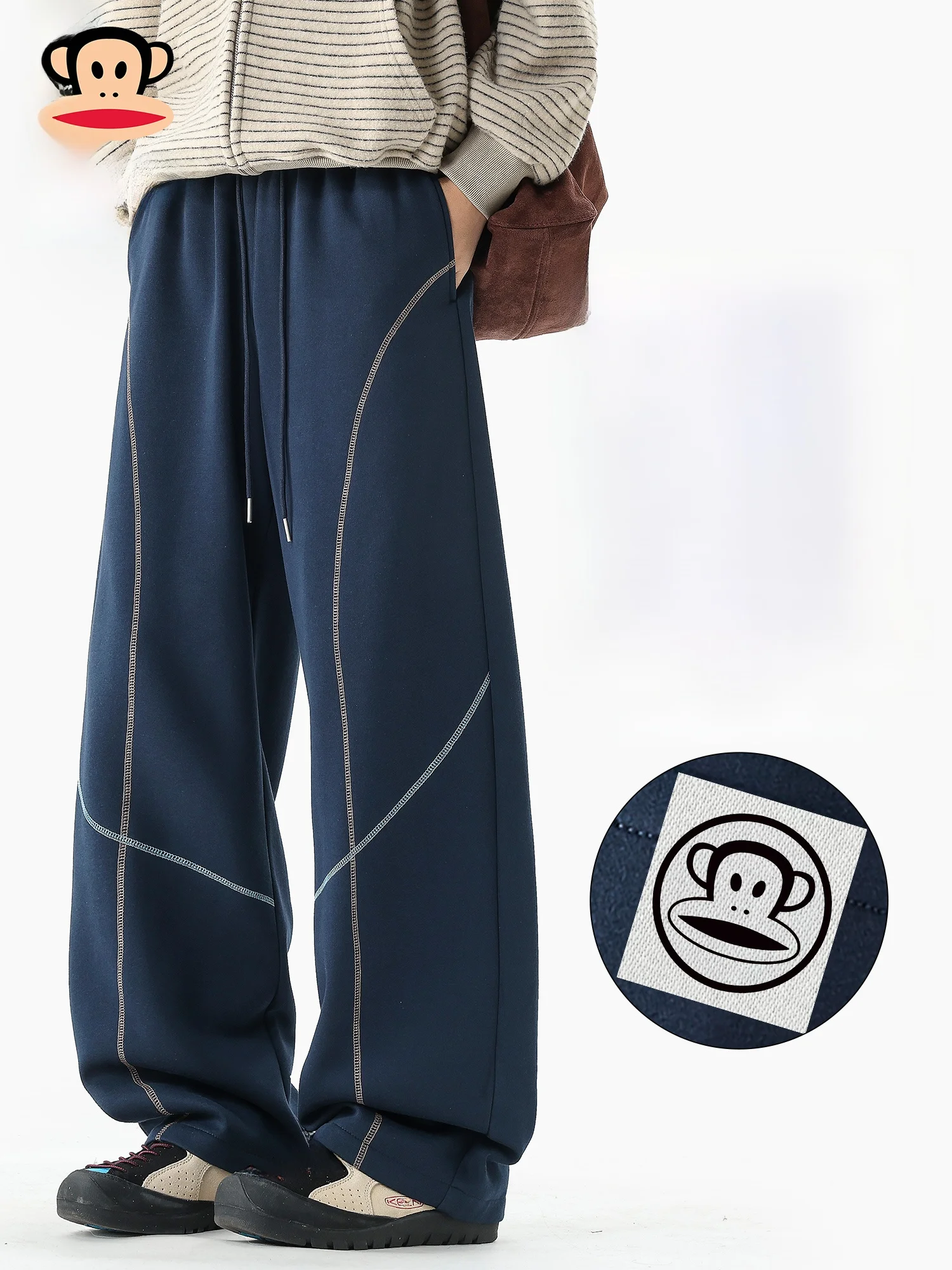 

PaulFrank Heavyweight Straight Leg Casual Pants Men's Winter New Loose Fit Comfortable Trousers Faionable Casual Sle