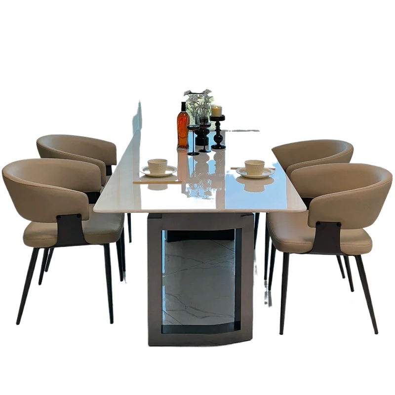 

Luxury stone Cary ice jade dining table Italian minimalist high-end household rectangular marble table
