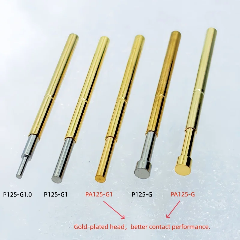 Flat/spade Head Tip P125-G Nickel Plated Brass Spring Test Probe Test Pin Pogo Pin Electric Needle PCB Test Tool 33.35mm 2.02mm