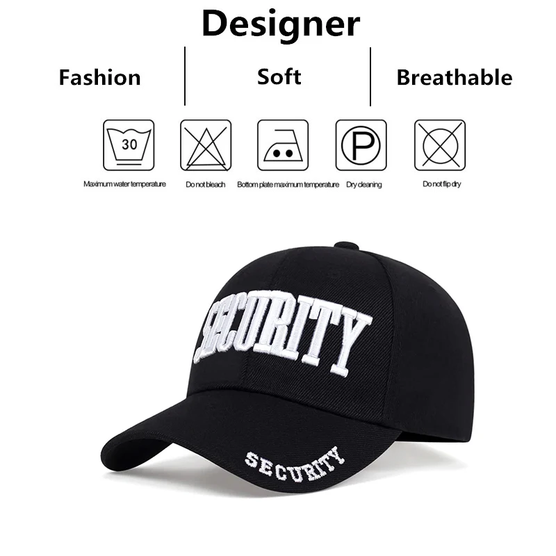 Unisex SECURITY Embroidery Baseball Caps Spring and Autumn Outdoor Adjustable Casual Hats Sunscreen Hat