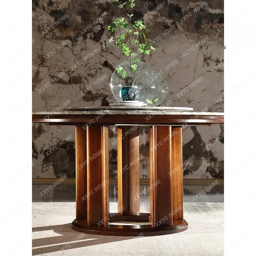 w Antique Marble Household Minimalist Turntable round Table r style high-end fashionable household