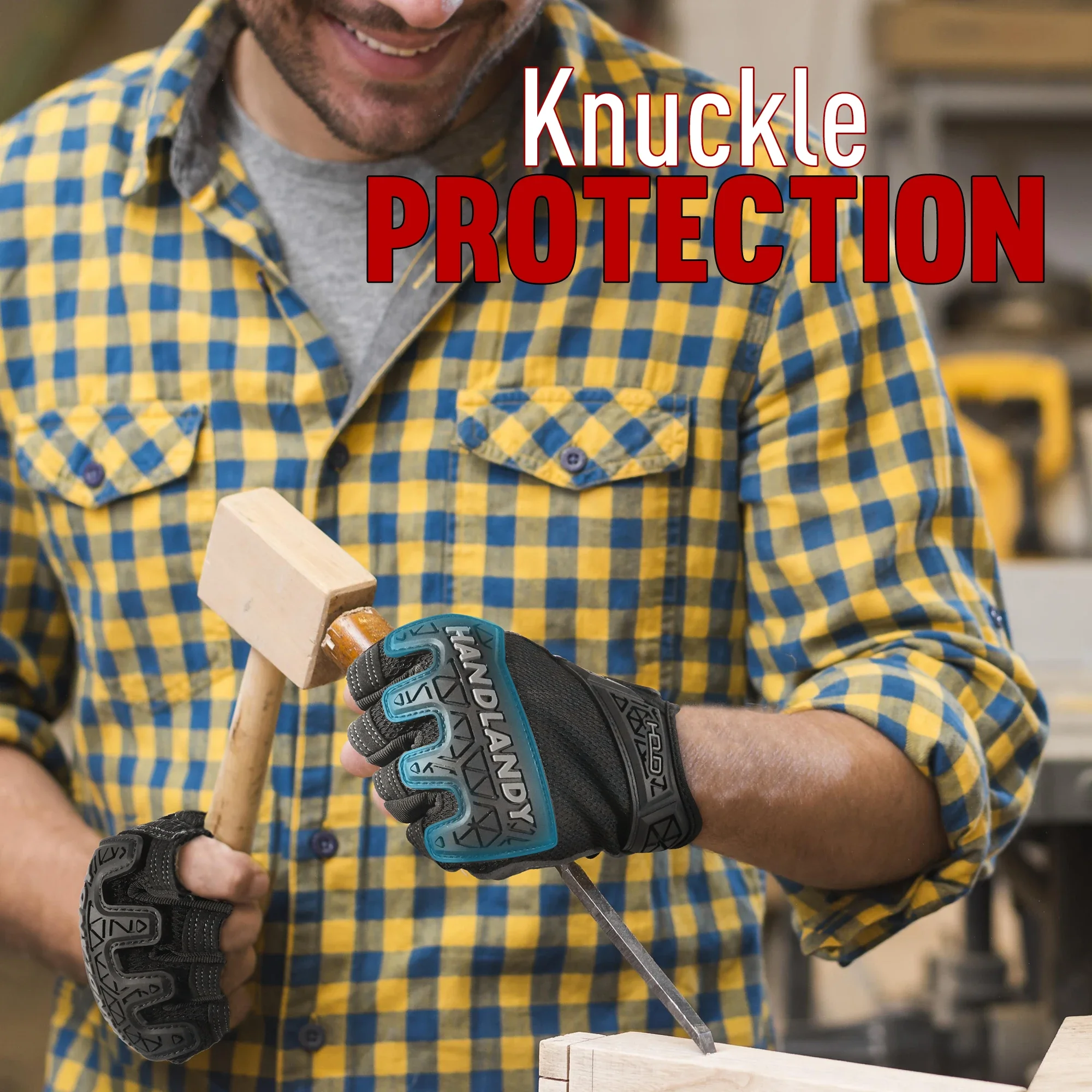 남성용 핸드랜디 손가락 없는 작업 장갑, 실리콘 코팅 TPR 너클 보호, 사냥 및 전술용 하프 핑거 장갑