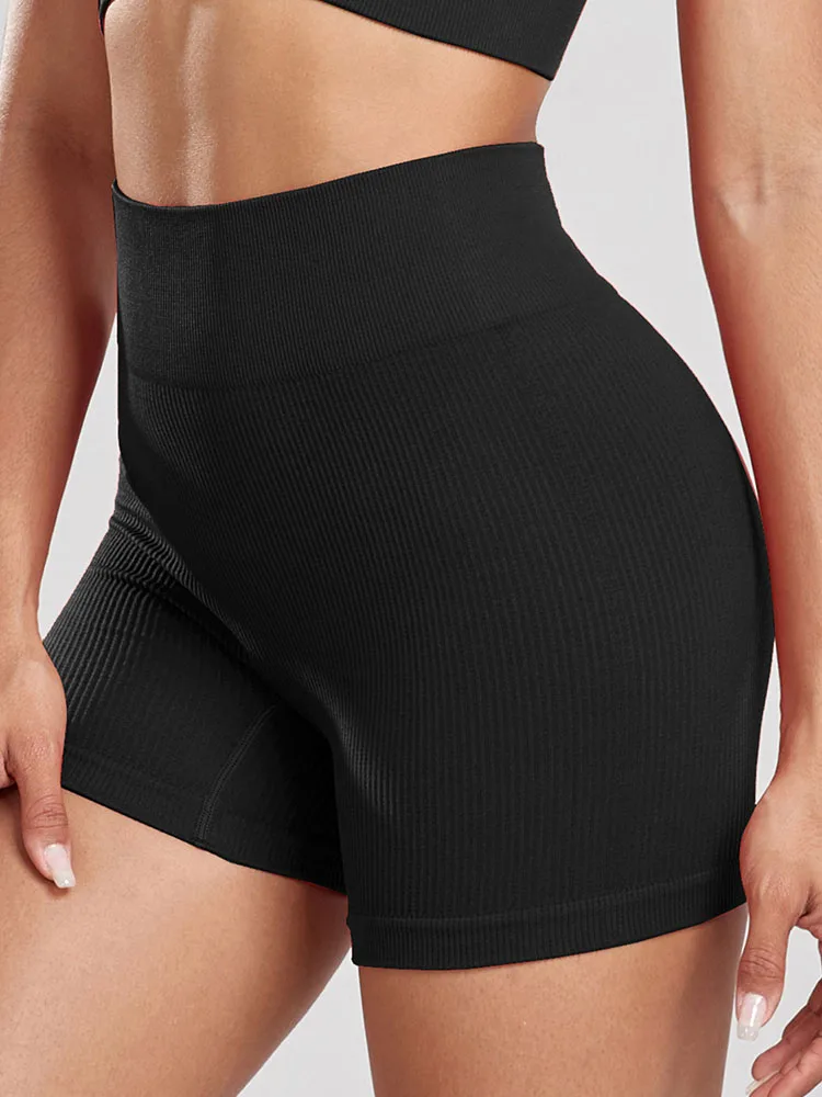 SVOKOR-pantalones cortos de canalé para mujer, mallas elásticas transpirables, sin costuras, para entrenamiento, ropa informal