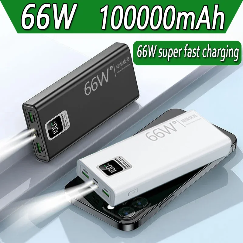 

Power Bank 100000mAh 66W Super Fast Charging for iPhone Huawei Xiaomi Samsung PD 20W External Battery Charger Powerbank