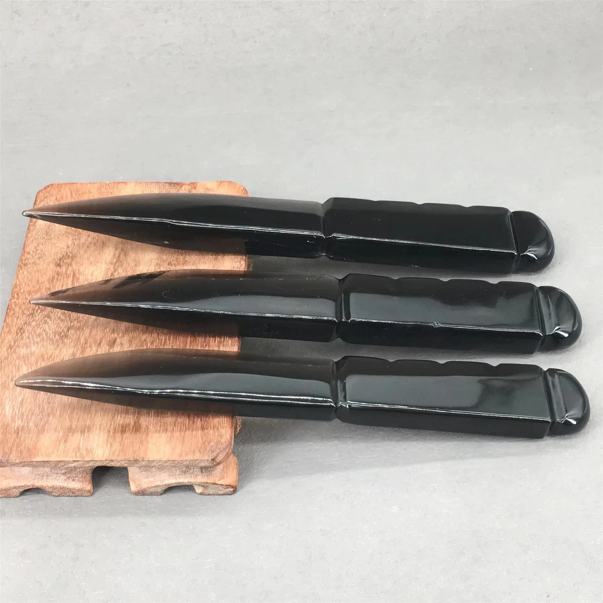 natural high quality polished yooperlite crystal knife carvings black obsidian crystal dagger for meditation decoration