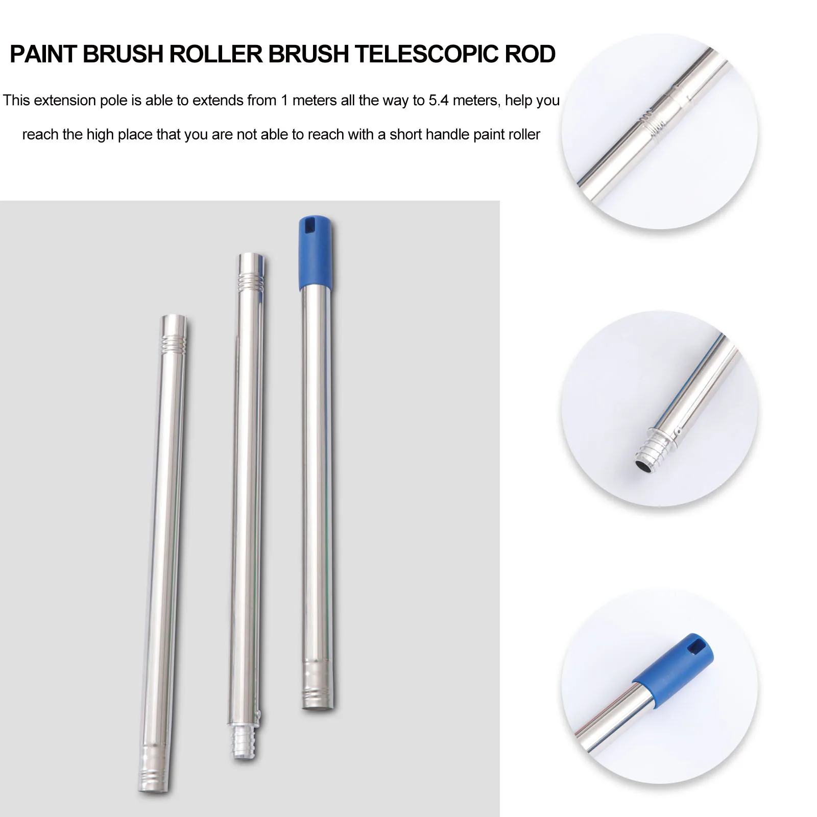 

1M Paint Roller Extension Pole Aluminium Alloy Steel Lightweight Durable Telescopic Painters Pole For Edge Painting Tools