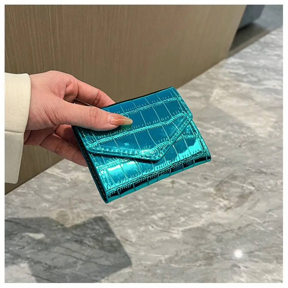 Fashion Short Mini Wallets Laser Stone Pattern Coin Purses Multi-functional PU Card Holder Women