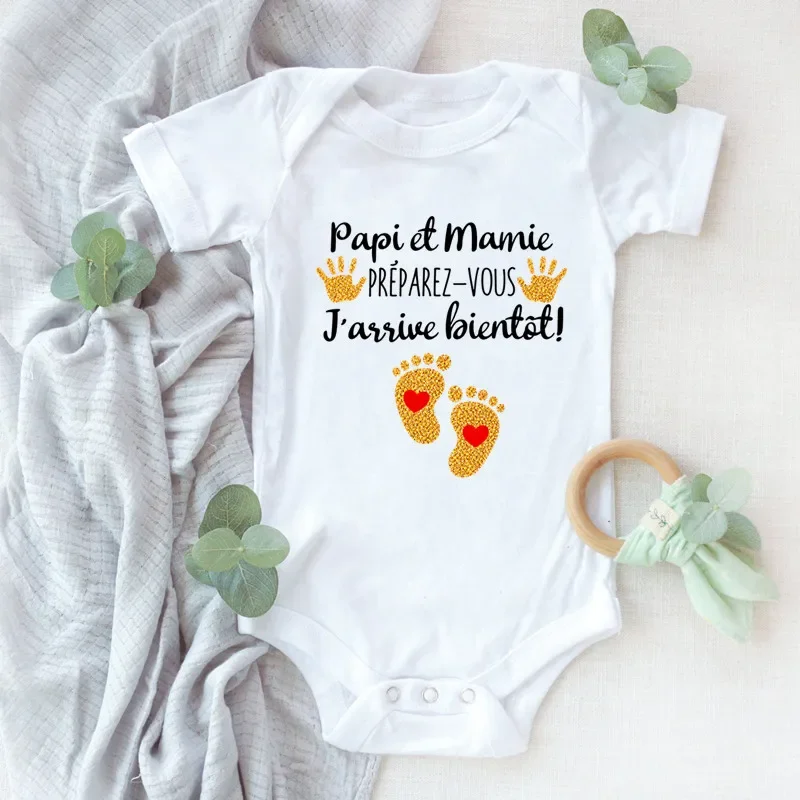 Grand-père et grand-mère, préparez-vous, je serai bientôt là - Nouvelle annonce de petit-nouveau - Combinaison pour bébé - Révélation de la grossesse - Combinaison pour nouveau-né