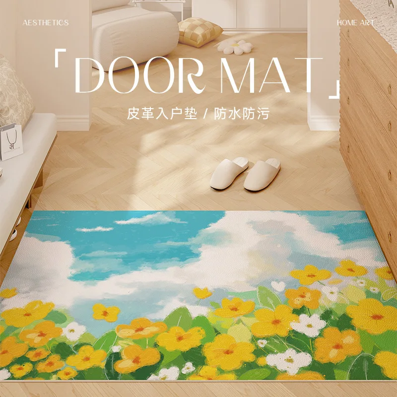 

входная дверь может быть вырезами. Кожаный входной коврик для входной двери, напольный коврик из ПВХ у двери вытирается и очищается.