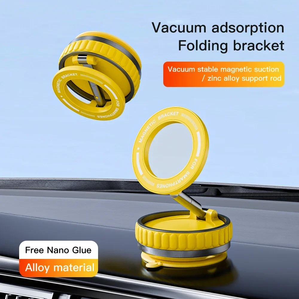 Strong Magnetic Car Phone Holder Foldable Design 360° Adjustable Vacuum Mount for Car/Desk/Bathroom/Universal Use For iphone 15