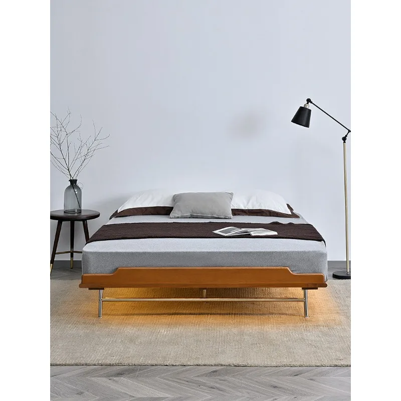 

Modern Minimalist Suspended Stainless Steel Double Bed Headless Solid Wood Bed Headless 1.81.5m Ta