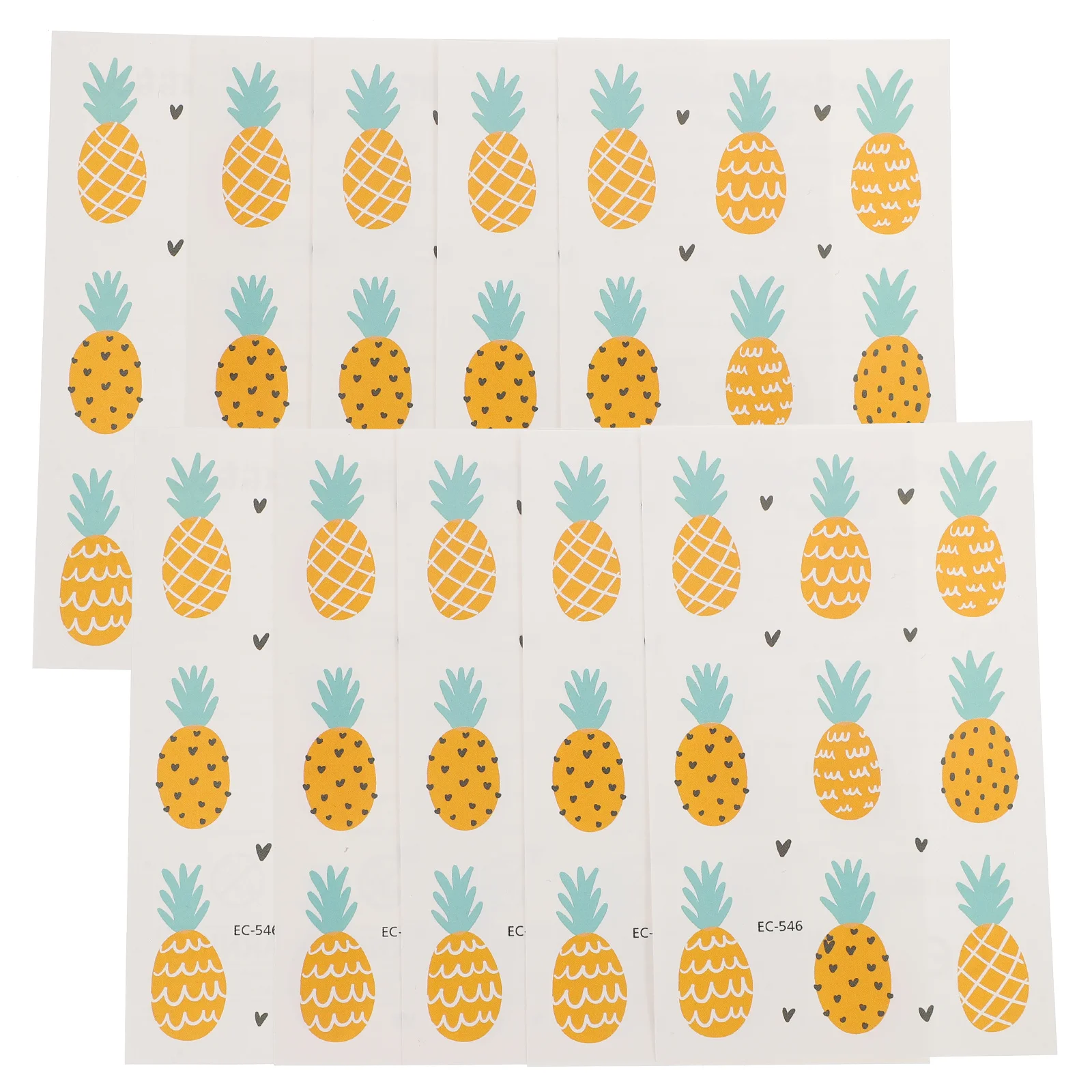 10Pcs 방수 바디 문신 만화 파인애플 스티커 사랑스러운 에코 임시 스티커 어린이를위한 재미있는 장식