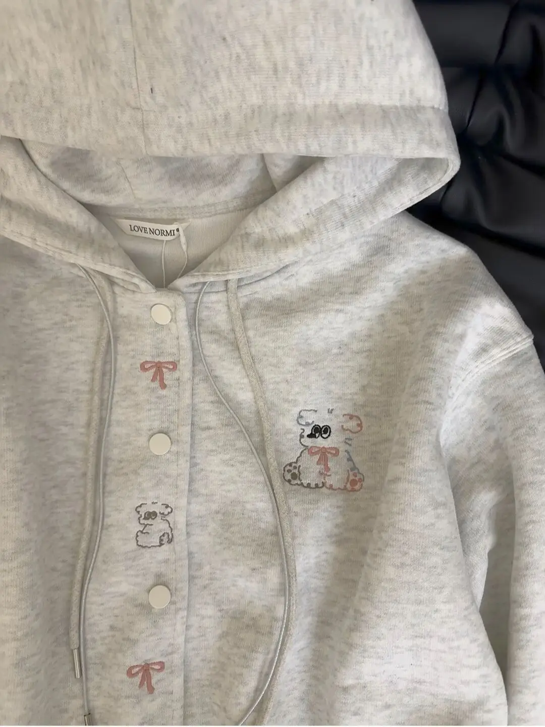 Hoodies Women Single Breasted Lovely Sweet Autumn Winter Hooded Zip-up Sweatshirts Puppy Embroidery Age-reducing Korean Fashion